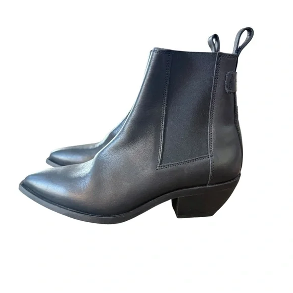 All Saints Fox Pointed Black Toe Leather Chelsea Boots – Sz EU37/US7